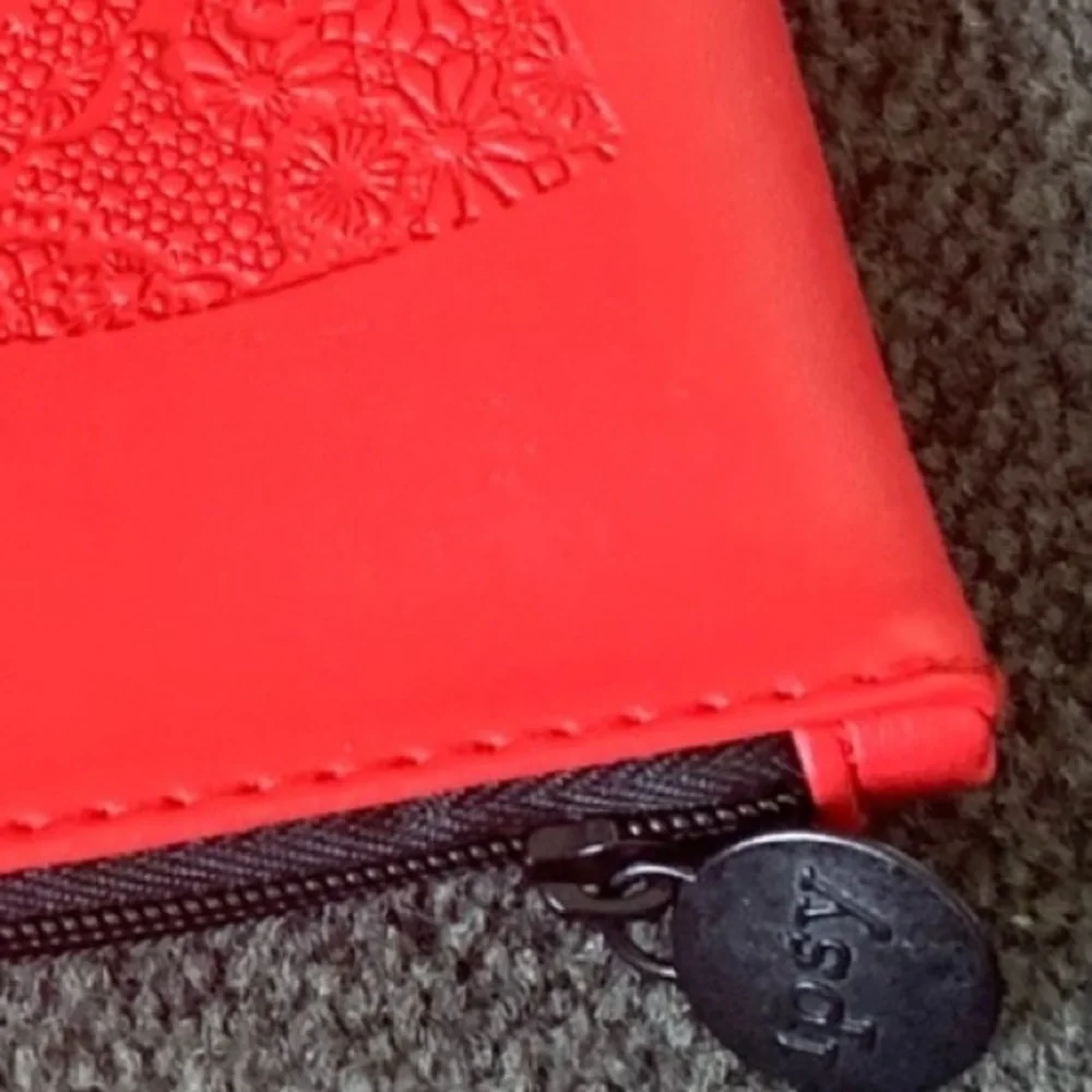 Ipsy Faux Red Leather Masquerade Cosmetic Glam Bag